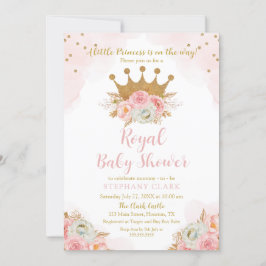 Invitación Princess Floral Pink & Gold Baby Shower Einladung