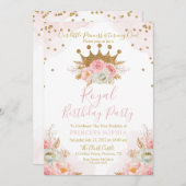 Invitación Princess Floral Pink & Gold Geburtstag Einladung (Vorne/Hinten)