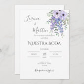 Invitación Purple Floral wedding invitation in Einladung (Vorne/Hinten)