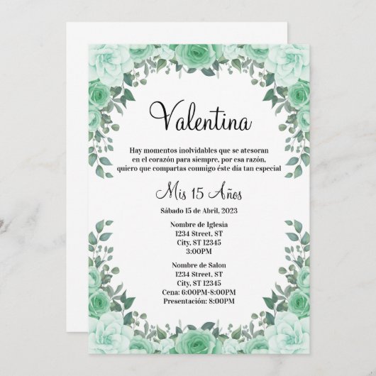 Invitación Quinceañera Einladung (Vorne/Hinten)