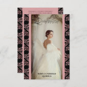 Invitación Quinceañera Foto Damasco Rosa Español Mitteilungskarte (Vorne/Hinten)