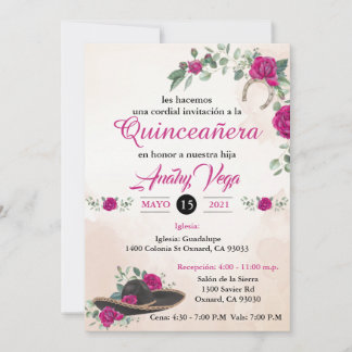 Invitación QUINCEANERA Mariachi Charra Blush Pink Einladung