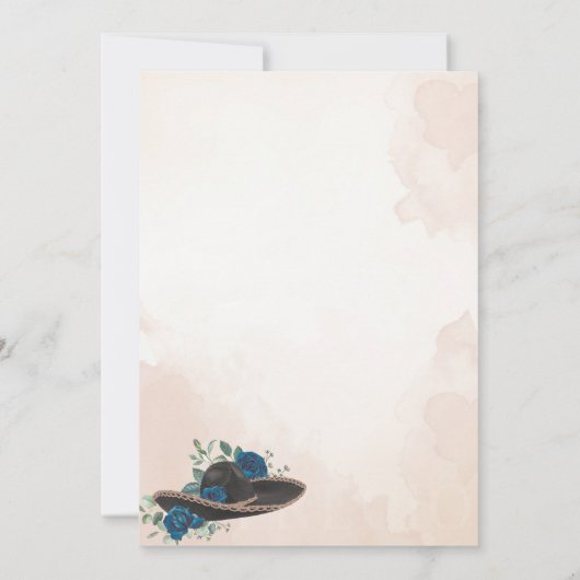 Invitación QUINCEANERA Mariachi Charra Rustic Blue Einladung (Rückseite)