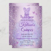 Invitación Quinceañera Purple Lilac Butterflies Einladung (Vorne/Hinten)
