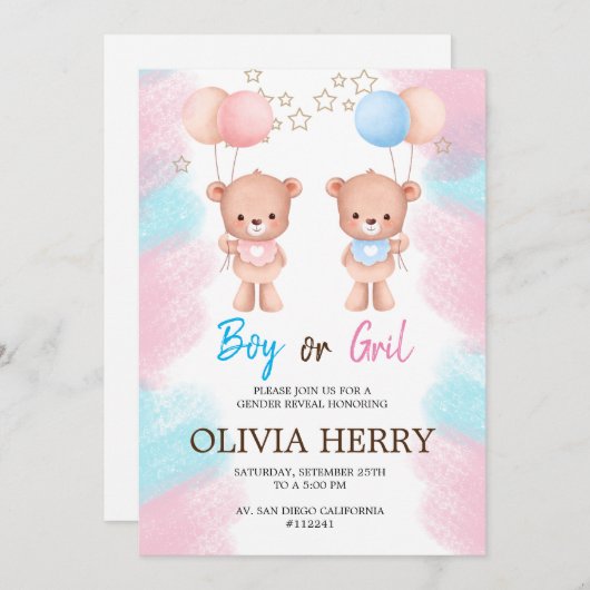 INVITACION REVELACION DE GENERO EINLADUNG (Vorne/Hinten)