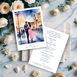 Invitación Rome Coliseum Colorful Cityscape Weddin Einladung