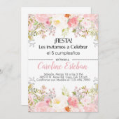 Invitación rosa rot blütenblütenblütendörfliche Bl Einladung (Vorne/Hinten)