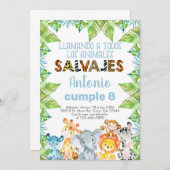 Invitación Safari Tiere, Niño, Junge, Dschungel. Einladung (Vorne/Hinten)