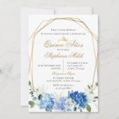 Invitación Spanish Quinceanera Blue floral invit Einladung (Vorderseite)