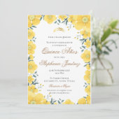 Invitación Spanish Quinceanera yellow floral invit Einladung (Stehend Vorderseite)