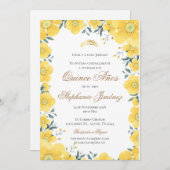 Invitación Spanish Quinceanera yellow floral invit Einladung (Vorne/Hinten)