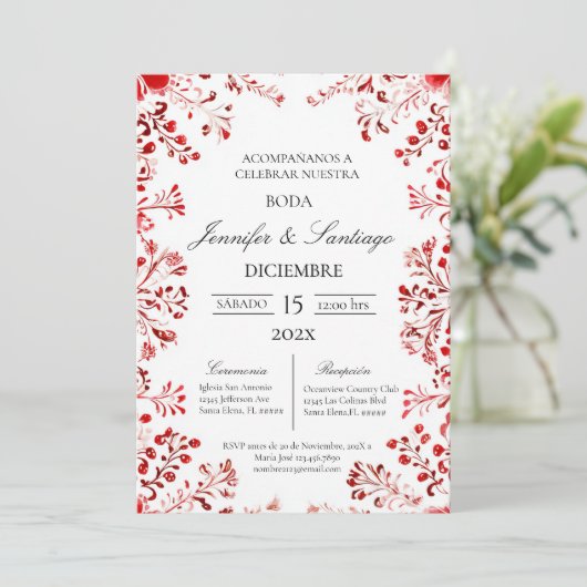Invitación tema Mexicano para boda Einladung (Stehend Vorderseite)