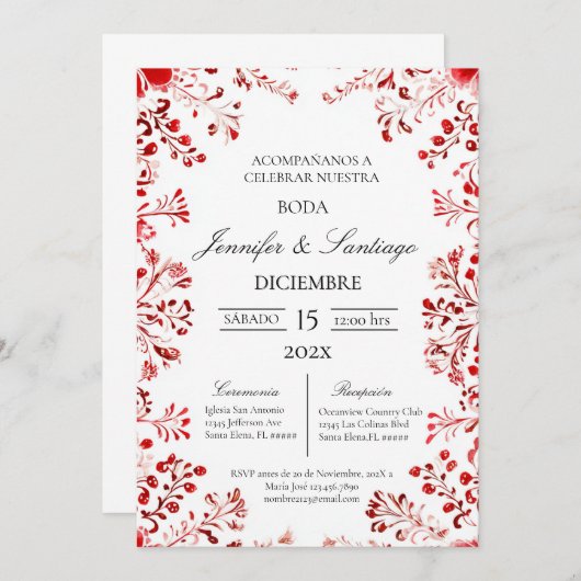 Invitación tema Mexicano para boda Einladung (Vorne/Hinten)