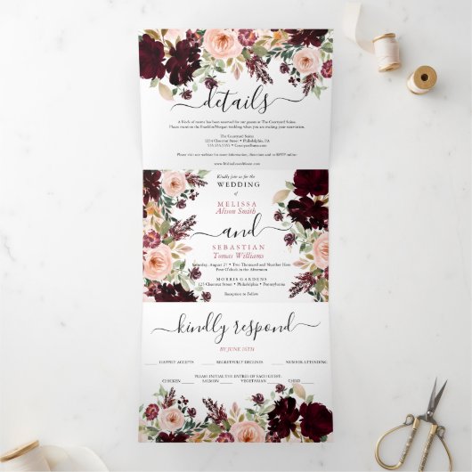 Invitación Tríptica Elegantes Triptychfoto Dreifach Gefaltete Einladung (Innenseite)