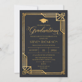 Invitación Vintage Art Deco Graduation Invitation Einladung