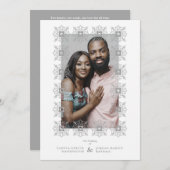 Invitación Wedding Grey Fancy Ornament Lace Effect Einladung (Vorne/Hinten)