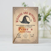 Invitación Wizard School Themed Birthday Party Inv Einladung (Stehend Vorderseite)