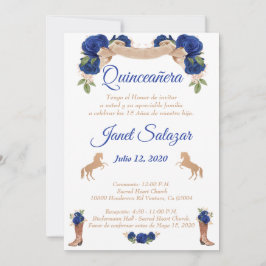 Invitaciones charro Quinceañera Charra azul Einladung