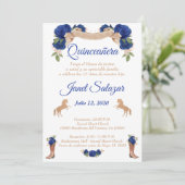 Invitaciones charro Quinceañera Charra azul Einladung (Stehend Vorderseite)