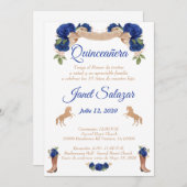 Invitaciones charro Quinceañera Charra azul Einladung (Vorne/Hinten)