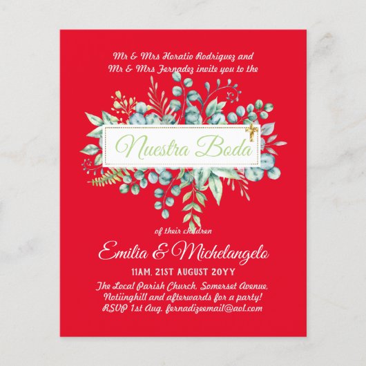 Invitaciones De Boda Baratas HOJAS Modernas (Vorderseite)