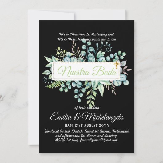 Invitaciones De Boda Baratas HOJAS Modernas (Vorderseite)