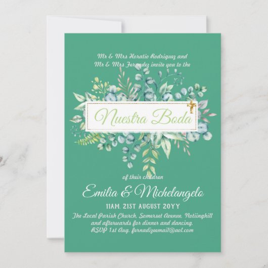 Invitaciones De Boda Baratas HOJAS Modernas (Vorderseite)