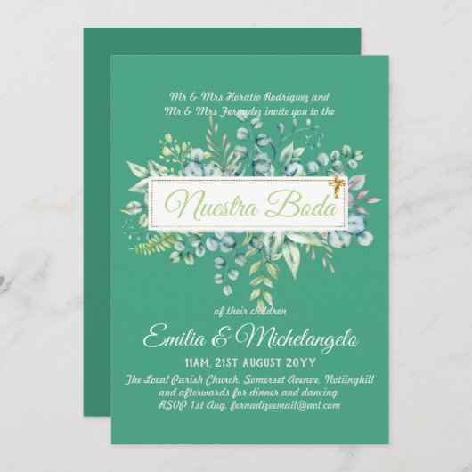 Invitaciones De Boda Baratas HOJAS Modernas (Vorne/Hinten)