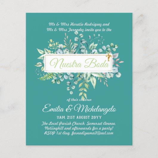 Invitaciones De Boda Baratas HOJAS Modernas (Vorderseite)