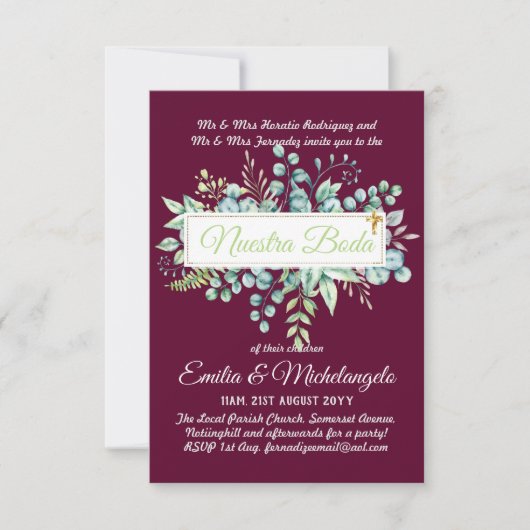 Invitaciones de Boda Baratas HOJAS Modernas (Vorderseite)