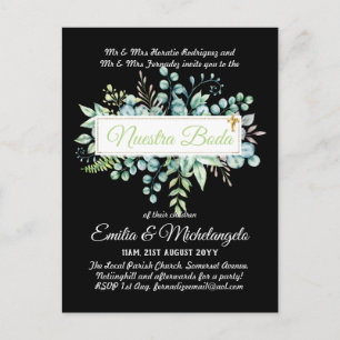 Invitaciones De Boda Baratas HOJAS Modernas Postkarte