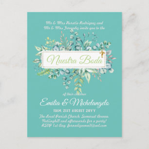 Invitaciones De Boda Baratas HOJAS Modernas Postkarte