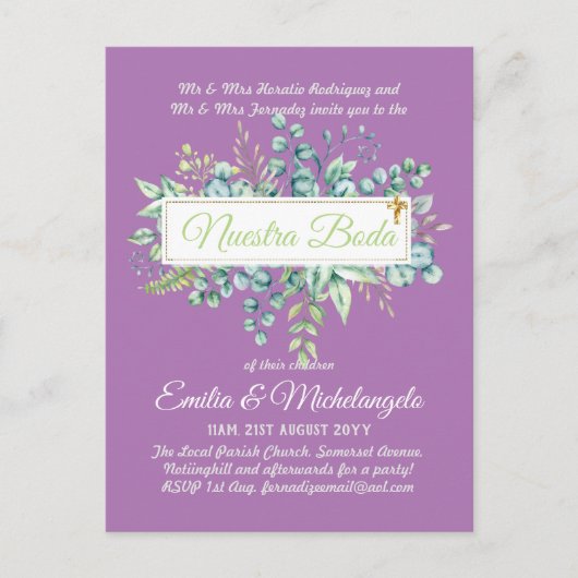 Invitaciones De Boda Baratas HOJAS Modernas Postkarte (Vorderseite)