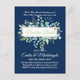 Invitaciones De Boda Baratas HOJAS Modernas Postkarte