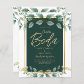 Invitaciones de Boda Bilingües Verde Esmeralda (Vorne/Hinten)