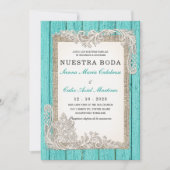 Invitaciones de Boda Rústicas Turquesa Einladung (Vorderseite)