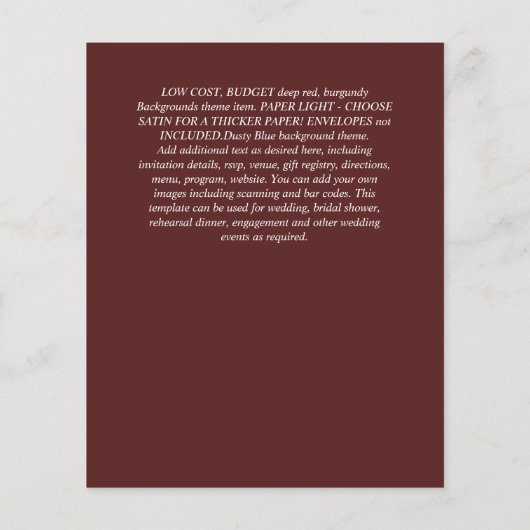 Invitaciones de Boda, spanisches Hochzeitbudget Fa Flyer (Hinten)