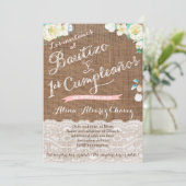 Invitaciones para Bautizo de niña, blanca durazno Einladung (Stehend Vorderseite)