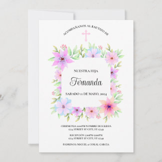 INVITACTION BAUTIZO FLORAL EINLADUNG