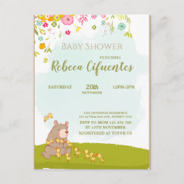 Invitation Baby Shower Bear and duckies Postkarte