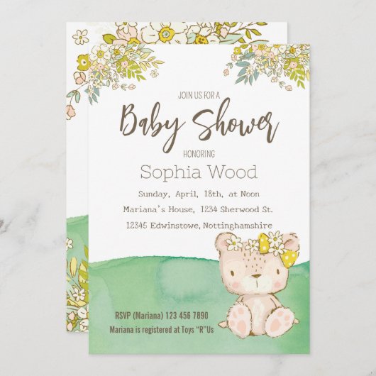 Invitation Baby Shower Little Bear Einladung (Vorne/Hinten)