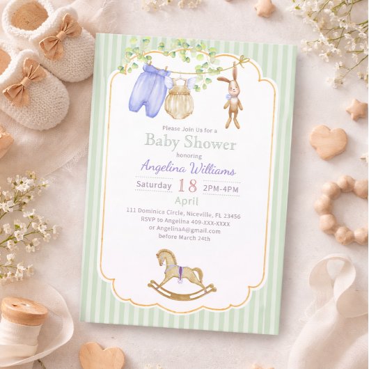 Invitation baby shower with charming designs. einladung