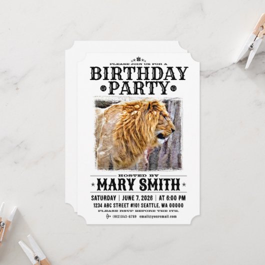 Invitation Card_Western Style (Lion) Einladung (Vorderseite/Rückseite Beispiel)