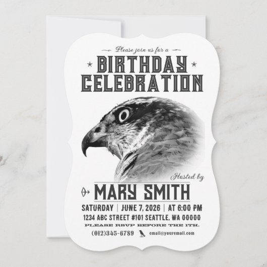 Invitation Card_Western Style (Northern Goshawk) Einladung (Vorderseite)