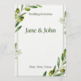 Invitation Elegant Olive Branch Green Wedding Invi Einladung