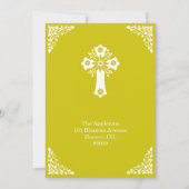 Invitation Floral Cross Baptism Yellow Einladung (Rückseite)