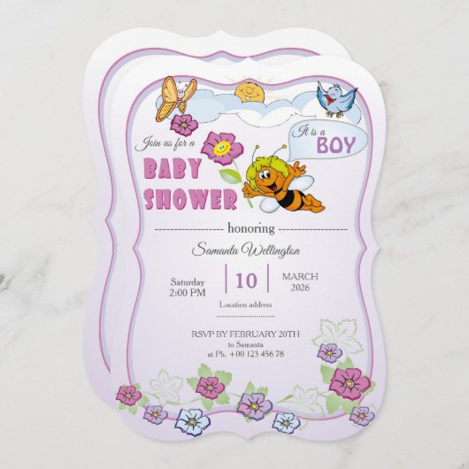 invitation for baby shower it is a boy einladung (Vorne/Hinten)