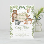 Invitation Rustic Woodland Forest Animal Baby show Einladung (Stehend Vorderseite)