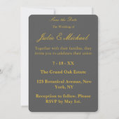 Invitation Slate Grey Gold Rose Heart Wedding Einladung (Rückseite)