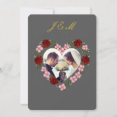 Invitation Slate Grey Gold Rose Heart Wedding Einladung (Vorderseite)